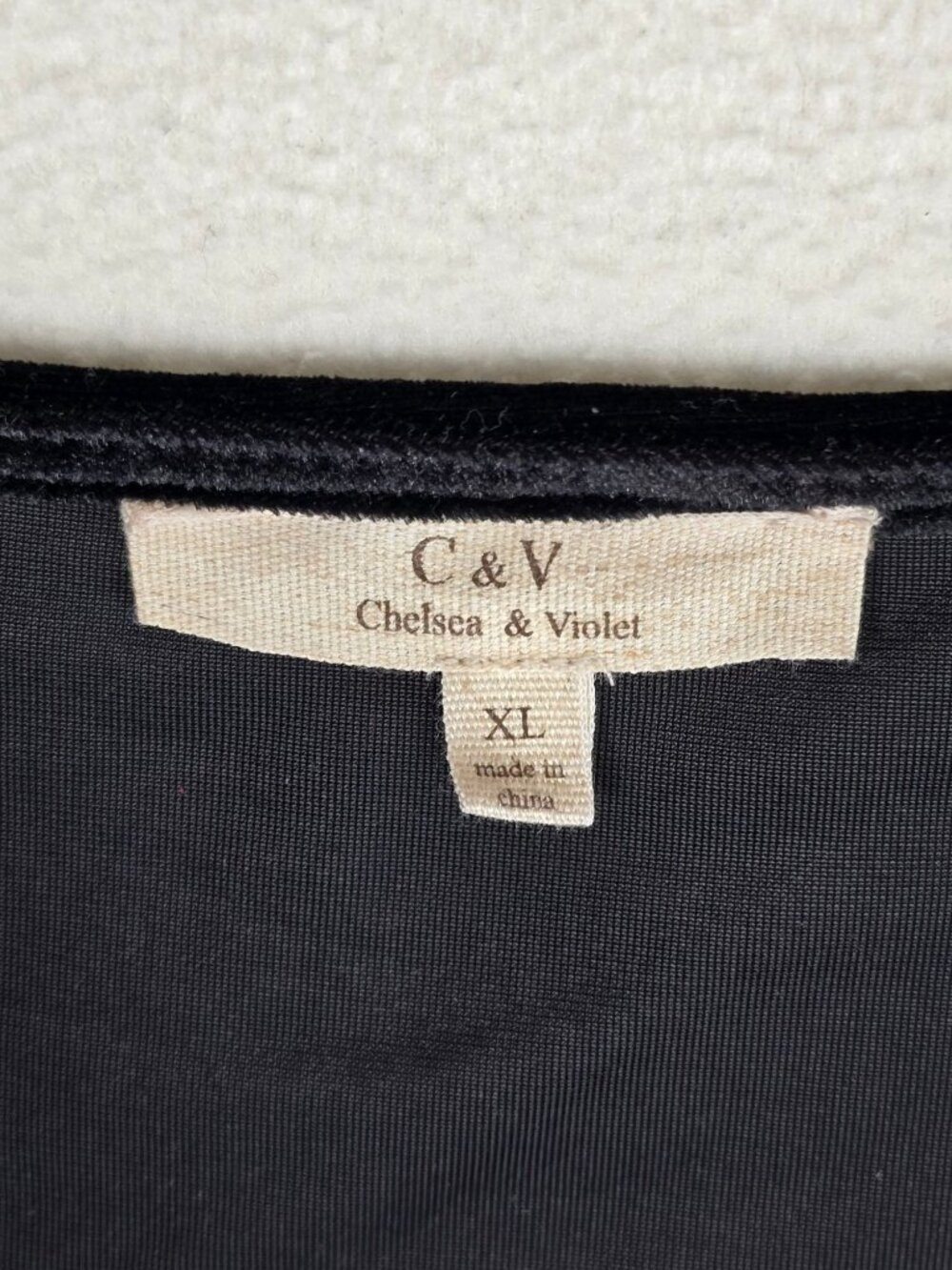 Chelsea & Violet Black Velvet Tunic Mini Dress XL Embroidery Bishop Tassel Boho - Picture 3 of 6